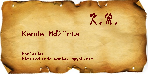 Kende Márta névjegykártya